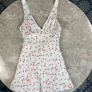 Zara Satin Cherry Print Sundress Size M